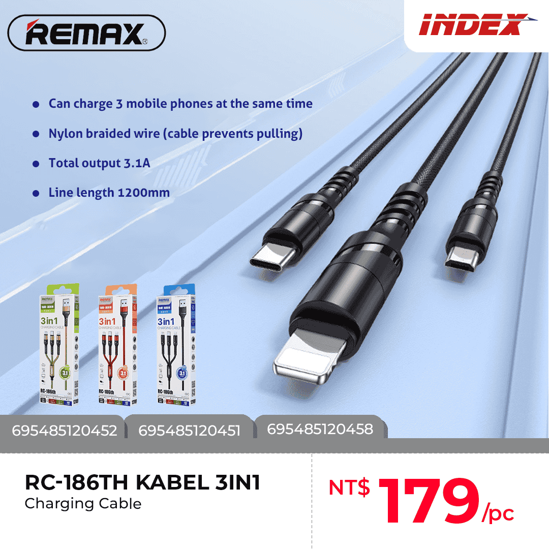REMAX RC-186th 3IN1 Charging Cable (3.1A)